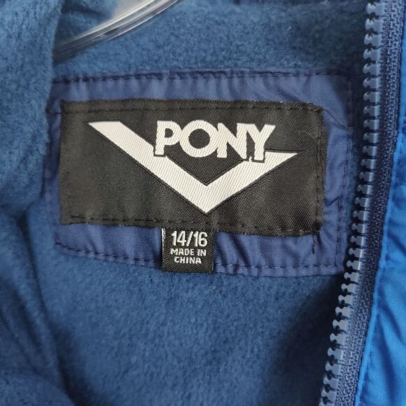 NWT PONY Full-Zip Puffer Coat Boys Size 14/16 Blue/Orange/White Hooded Filled - Picture 8 of 10